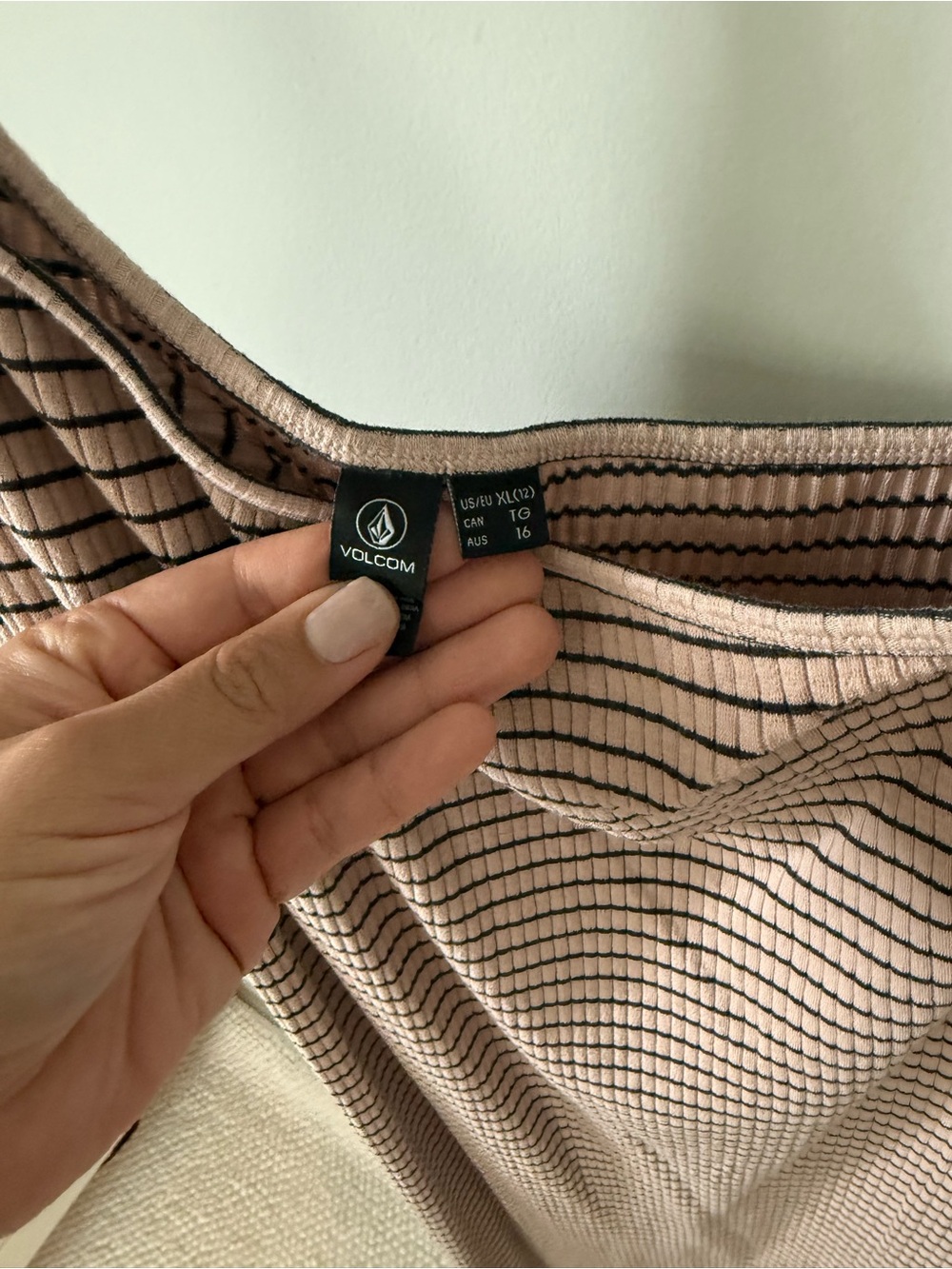 Volcom Women's Pink Striped Ribbed Tank Top